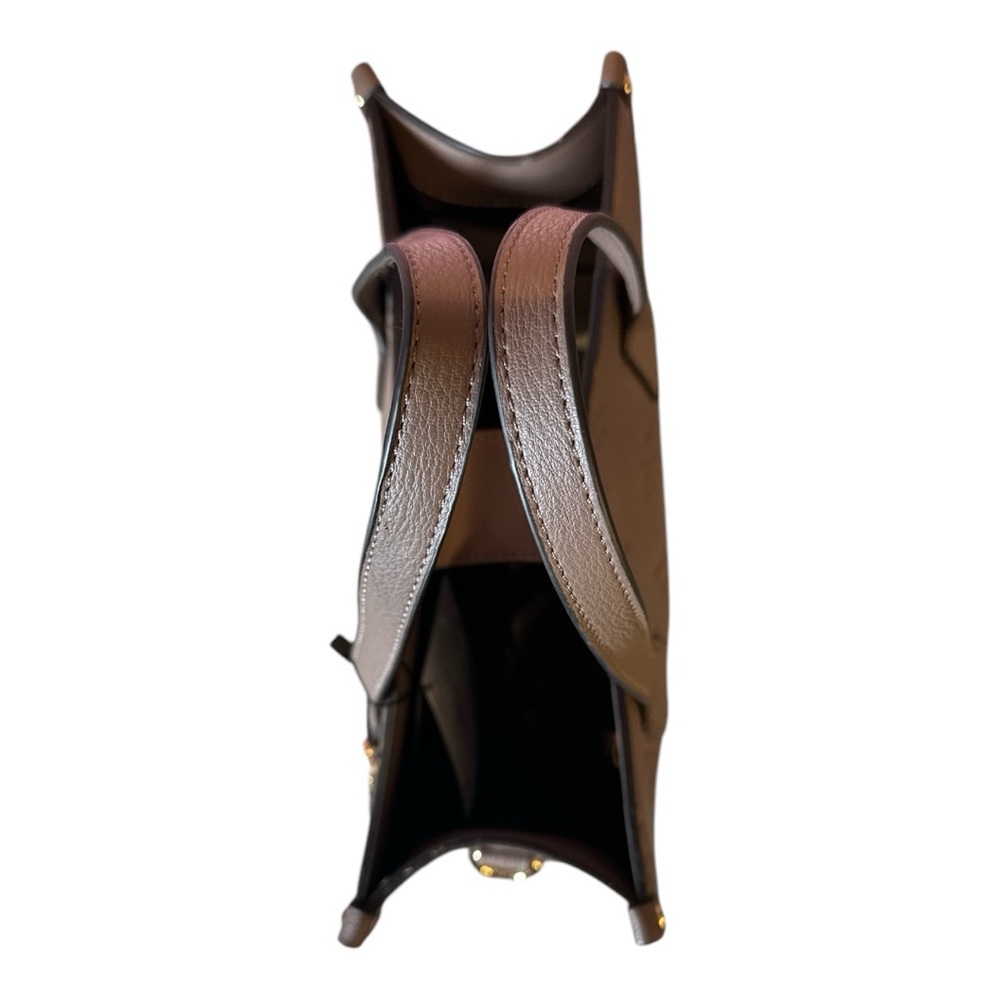 Adrienne Vittadini Taupe Leather Tote with Gold Hardware - Picture 7 of 14